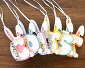 Adorable Easter Bunny Tags - Custom Name Gift Tags - Handmade Personalized Bunny Tags