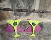 Bold Martini Statement Earrings - Chic Wooden MCM Inspired - Unique Cocktail Fashion Accessory - Perfect Gift For Her