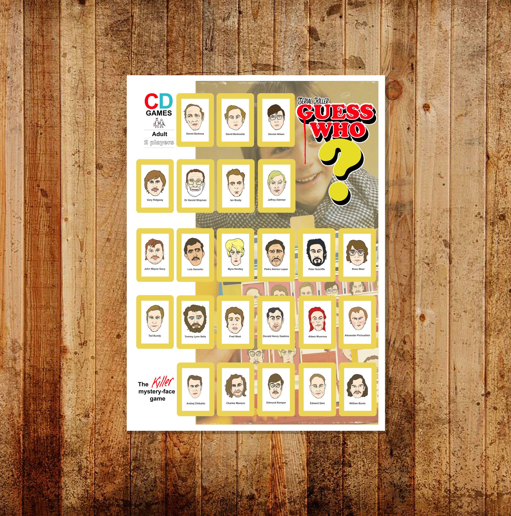 Serial Killer Guess Who Kit Printable Digital Download Custom Canada