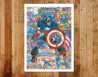 Vintage Comic Captain America Ltd/Open Ed Print