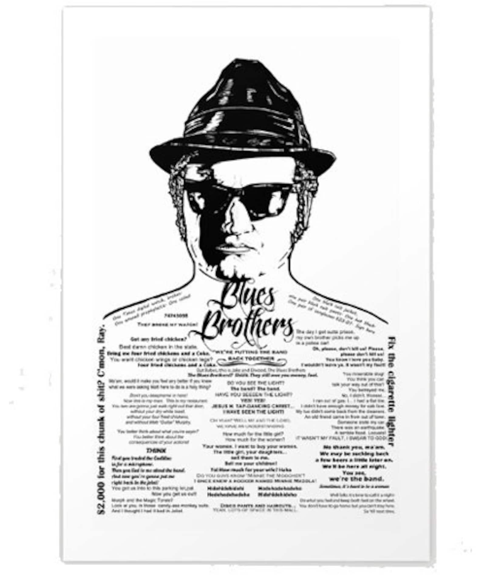 Jake Blues Brothers 'four Fried Chickens' Ltd/open Ed A3 Print Etsy