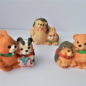 Vintage Country Companions Gordon Fraser Hallmark  Hand Painted Hedgehog Badger Rabbit Bear Figurine Ceramic Ornament