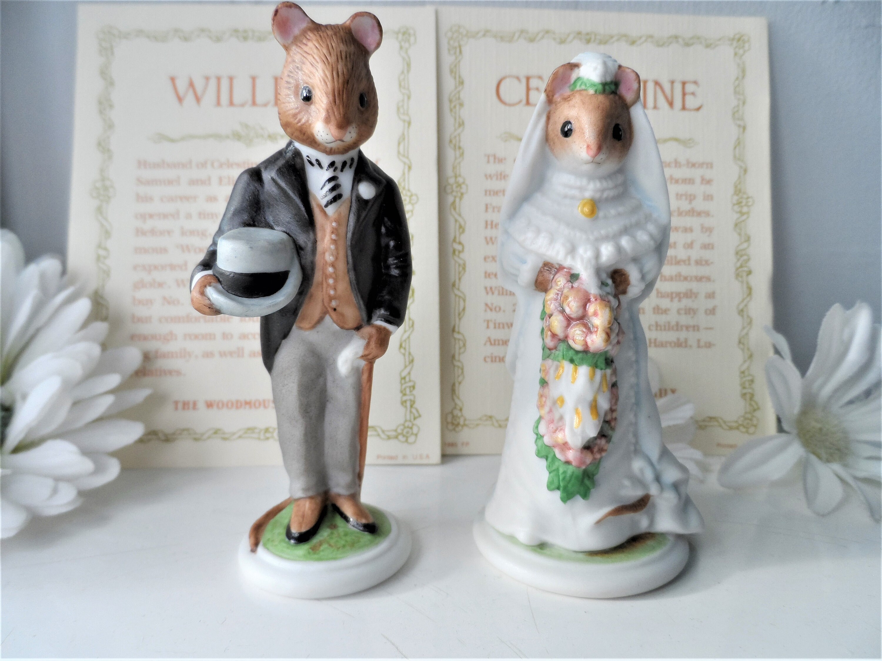 Vintage 1985 Woodmouse Family Figures ~ Franklin Mint Porcelain
