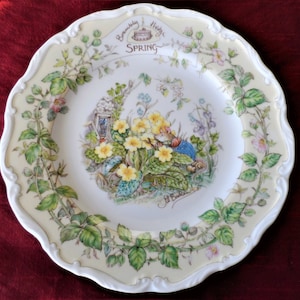 Vintage ROYAL DOULTON ~ Brambly Hedge ~ &quot;Spring&quot; Plate ~ 1982 ~ Jill Barklem ~ Four Seasons Plates ~ 8 ins 21 cm