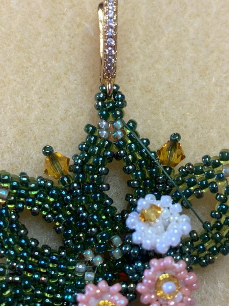 Il seme,il fiore,la vita Tessitura di Perline, Weaving Beads, fiori, flowers, parure, necklace, earrings, collana, orecchini immagine 4