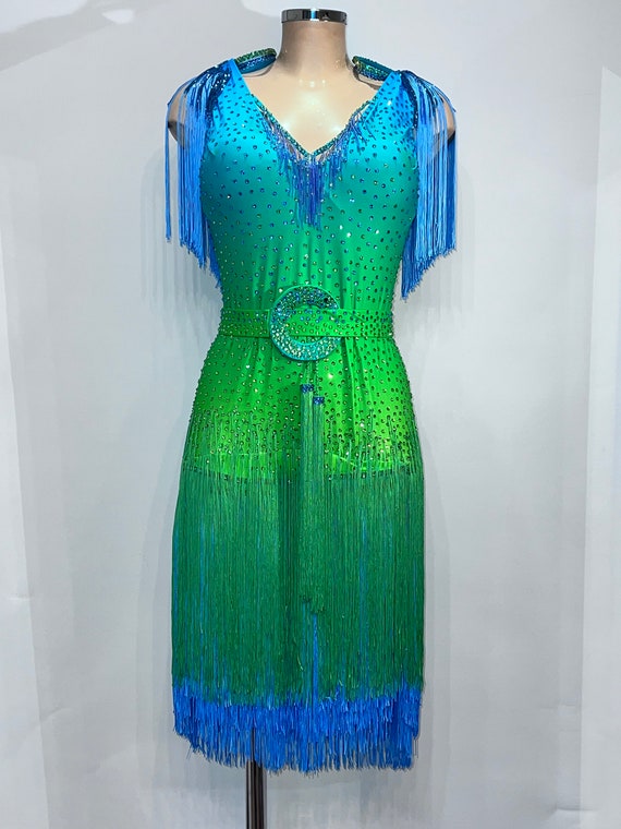 green emerald velvet dress Sweetheart Green Ombre Chiffon Long Bridesmaid Dress Ombre / Custom Size main image 1