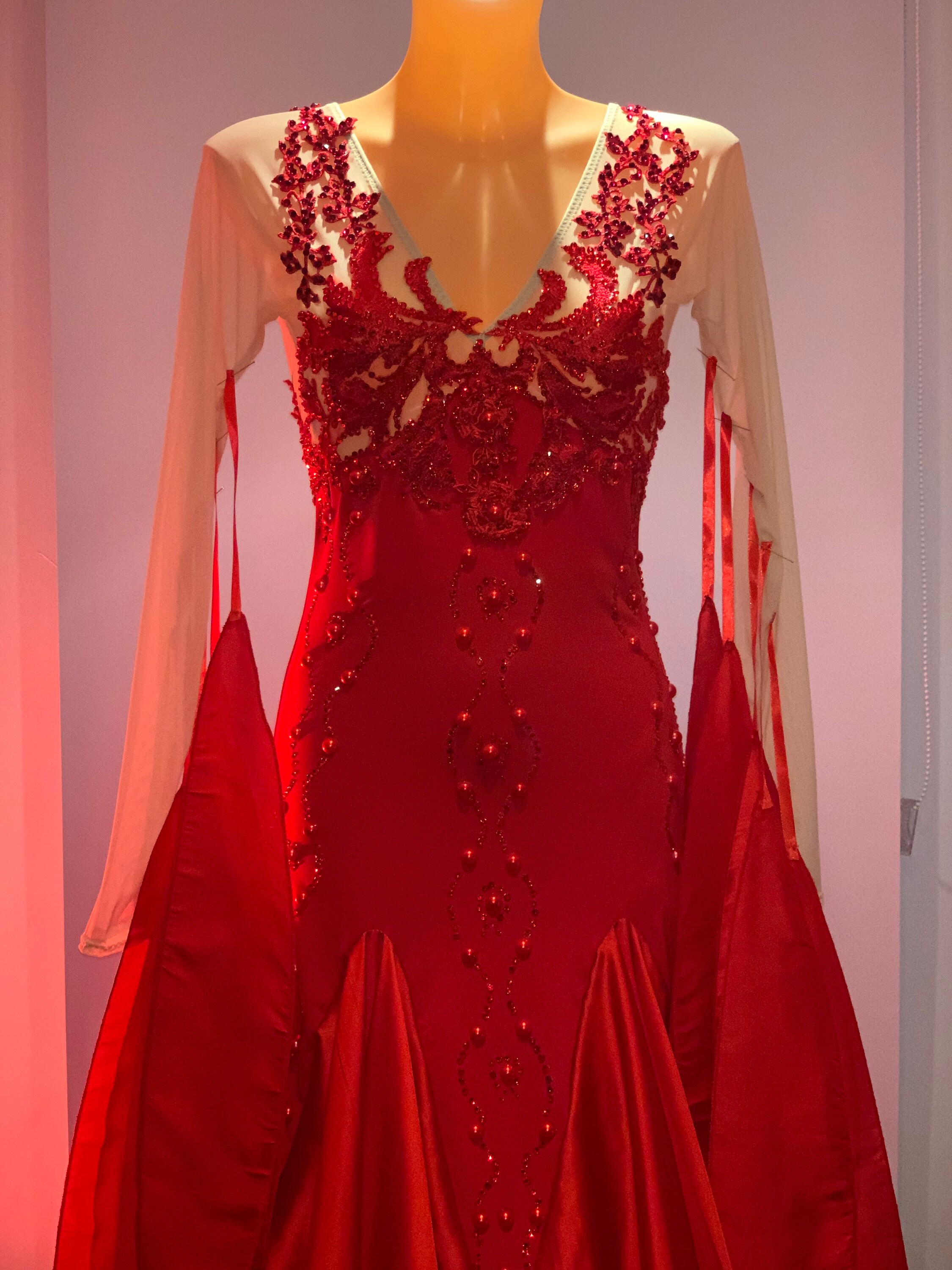 red ballroom dress
