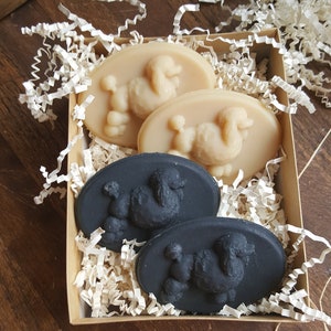 Poodle Boxed Gift Set of four goat milk soap, for poodle owner, Guest, Mini, Standard, French, Favors,Hostess, Dog Shaped Soap, Animal breed