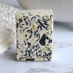 Bergamot + Black Tea Goat Milk Soap, fresh citrus type scent, handmade soaps, gifts birthday gift, pretty soap, terrazo