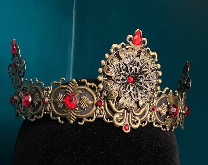 READY TO SHIP - Regal Bronze and Red Vampire Crown