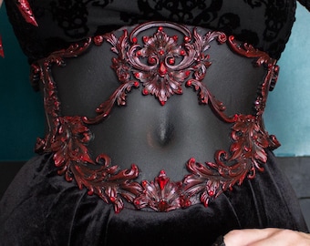 Gothic Waist Corset Belt in Red