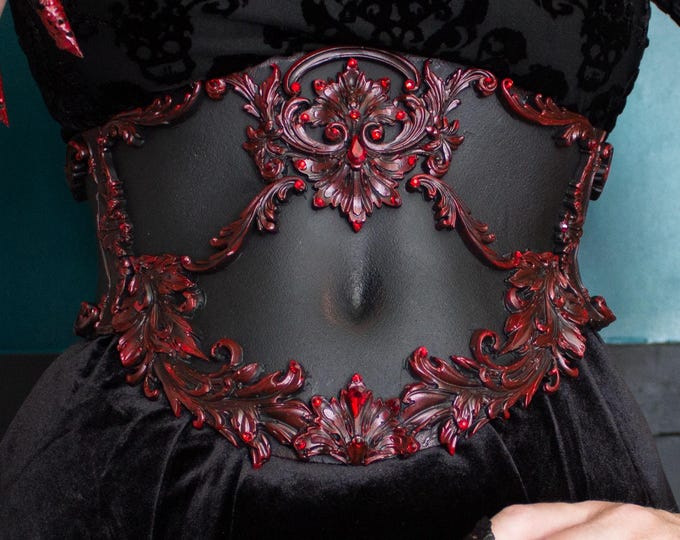 Gothic Waist Corset Belt in Red