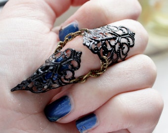 Ebony Armour - Black Adjustable Ring - Gothic Fantasy Wear