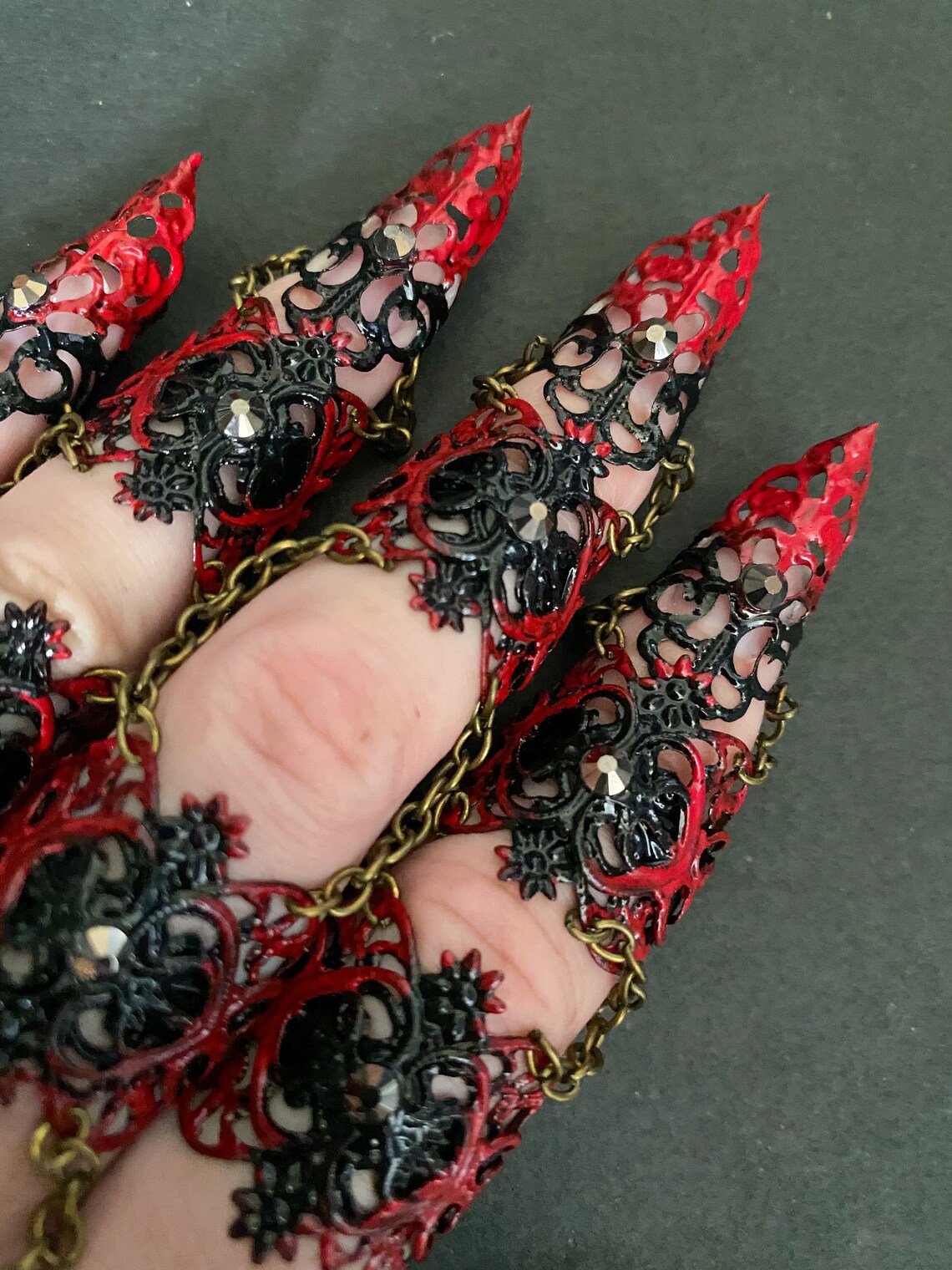 Full Hand Piece - Adjustable Finger Rings - Metal Glove - Gothic Claw ...