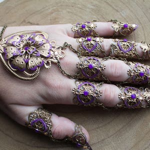 Full Hand Claws - Nail Rings - Steampunk Jewellery - Gothic hand piece - Halloween Costume - Witch Claws - Cosplay Armour - Vampire Armor image 4