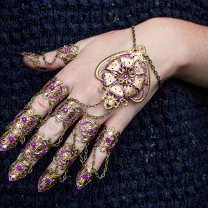 Full Hand Claws - Nail Rings - Steampunk Jewellery - Gothic hand piece - Halloween Costume - Witch Claws - Cosplay Armour - Vampire Armor image 5