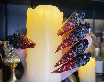 Dragon Claw Rings - Nail jewellery - Nail Bite Prevention - Goth Jewelry - Witch claws - Halloween costume - finger armour - cosplay armor