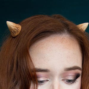Mini Horns in Bone - Halloween Costume - Horn Hair Clips