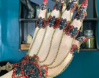 Ebony Armour - Claw Rings - Full hand set - BDSM Claws - Gothic Vampire Jewellery - Nail Ring - Halloween Costume - Festival jewelry