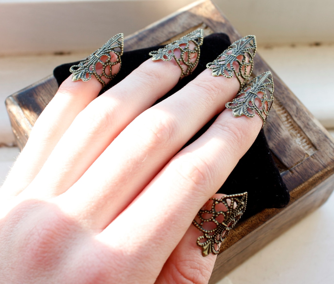 Fingertip Rings Claws - Elvish Armour - Adjustable - Nail Tips - Set of ...