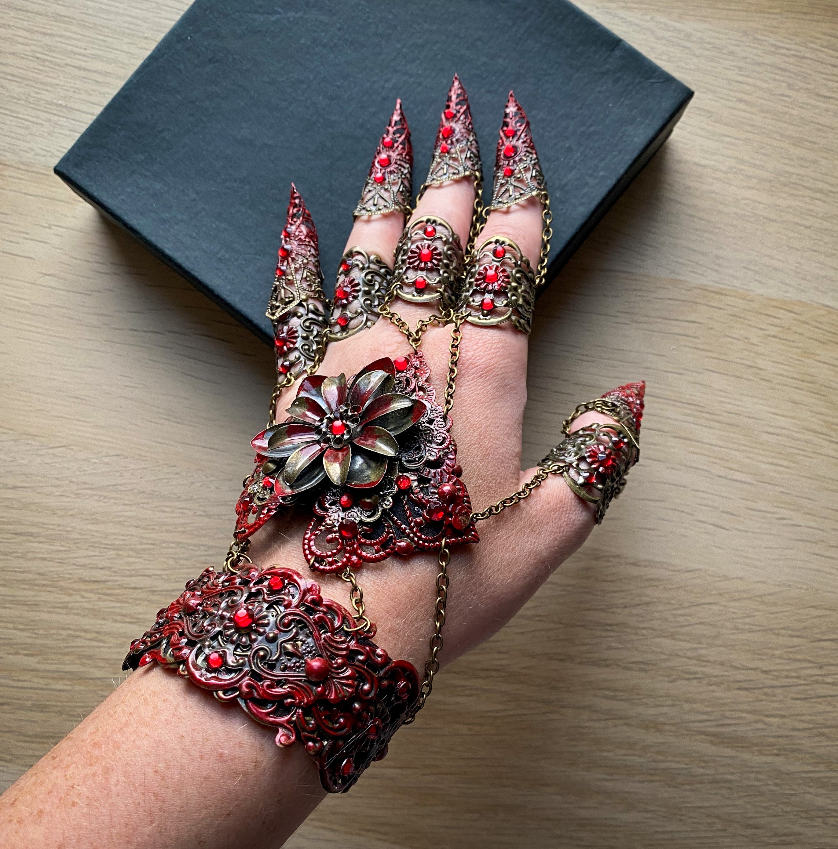 Red Vampire Claw Rings Full Hand Armour Halloween Costume - Etsy