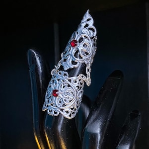 Anillo de armadura mítica - Anillo de garra midi - Plata ajustable - Elija Diamante