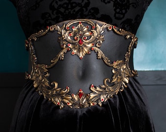 Gothic Waist Corset Belt in Gold
