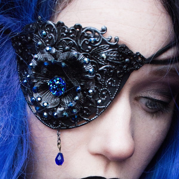 Parche de ojo gótico de Lolita - Máscara Steampunk - Traje de Halloween - Mascarada - Armadura de cosplay - Ropa de ojos de metal - Joyería del festival - Armadura de ojos