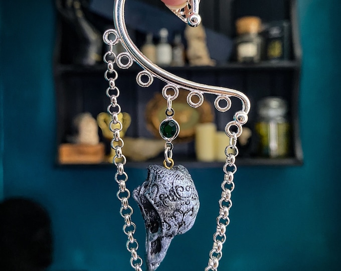 Skull and Gems Ear Cuff