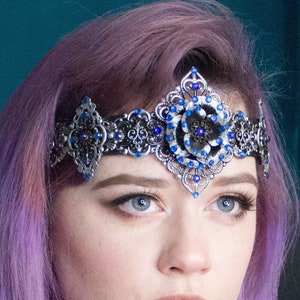 Silver Elder Circlet - Gothic Crown - Blue Ice Headpiece