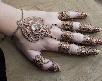 Hand Armour - Warrior Costume - Festival Boho Fashion - Nail Rings - Finger claws - Alternative Style - Goth Fashion - Steampunk bridal