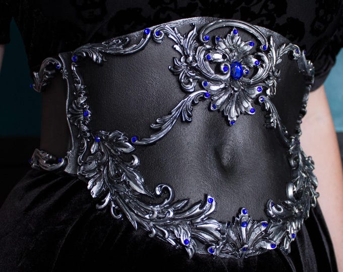 Gothic Waist Corset Belt in Silver