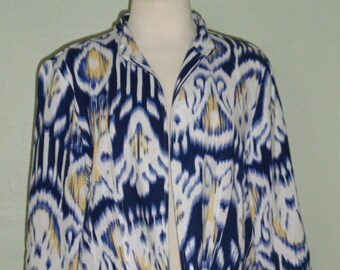 Vintage Chico/'s Size 1 Cream with Blue Print