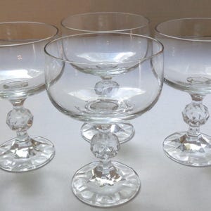 Vintage Bohemia Crystal Champagne Coupes Claudia Prism Stemmed Glasses Set Of 4