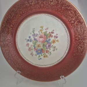 Vintage Century By Salem Floral Plate - USA Warranted 23 Karat Encrusted Gold 11 in