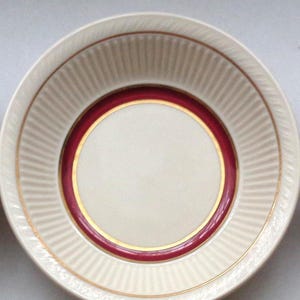 Shenango China Restaurant Ware Bowls - Ribbed Maroon Gold Bands 5 1/2&quot; Set of 6