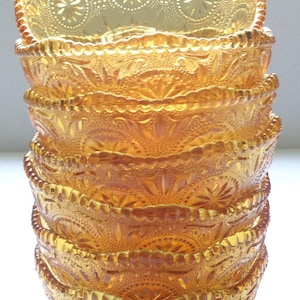 Vintage Amber Glass Cereal Bowls Brockway Glass American Concord Set of 7