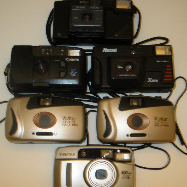 Vintage Camera Lot - Pentax Vivitar Cannon Hachi Kodak Lot of 6 Untested READ