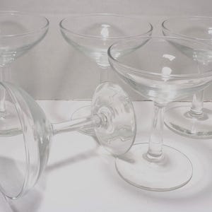 Vintage Clear Glass Crystal Coupe Champagne / Tall Sherbet Glasses (5)