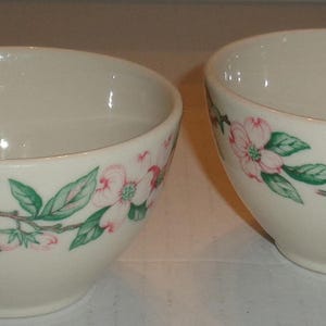 Set Of 2 Flat Cups Walker China Dogwood Blossoms Restaurant Ware Coffee Cups