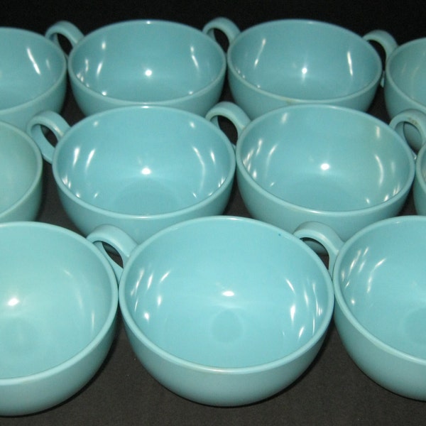 Turquoise Melmac Cups Aqua Blue Melamine Set of 11