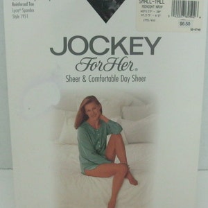 Vintage Pantyhose Size Small Tall Jockey For Her 1996 Tuxedo Black NIP