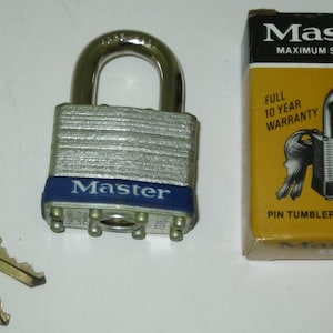 Vintage Master Lock No. 1 Padlock with 2 Keys - New in Box