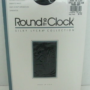 Vintage Round The Clock Silky Lycra Pantyhose French Navy Size A/B NIP