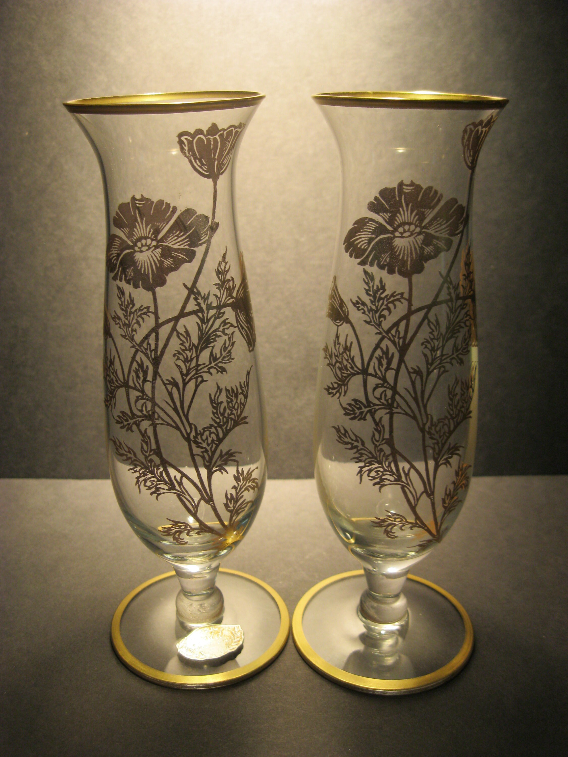 Vintage Gold on Crystal Bud Vase Pair Etsy