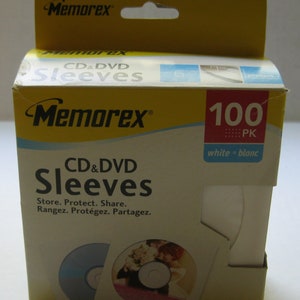 Memorex CD DVD White Paper Sleeve with Clear Window and Flap Envelopes 81 Count