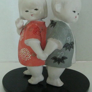 Vintage Japanese Dolls with Stand 8 in tall READ