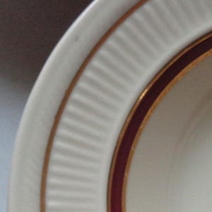 Shenango China Restaurant Ware Bowls Ribbed Maroon Gold Bands 6 1/2&quot; Set of 9