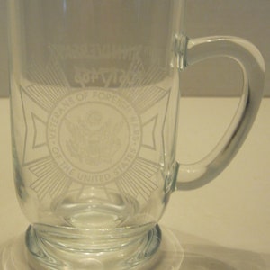 Vintage Glass Beer Mug - Veteran of Foreign Wars 70th Anniversary Post 7465