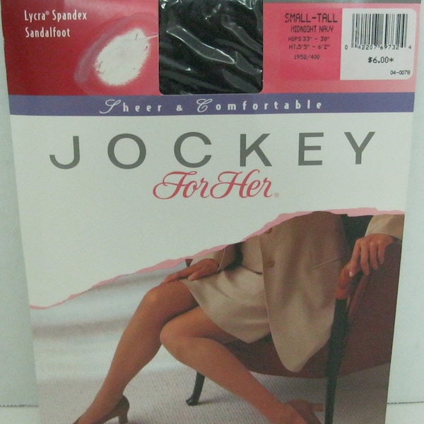 Vintage Pantyhose Size Small Tall Jockey For Her 1994 Midnight Navy NIP